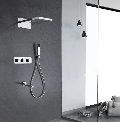 Душевая система ABBER Daheim AF8253 скрытого монтажа с изливом, термостат, хром Душевая система ABBER Daheim AF8253 скрытого монтажа с изливом, термостат, хром