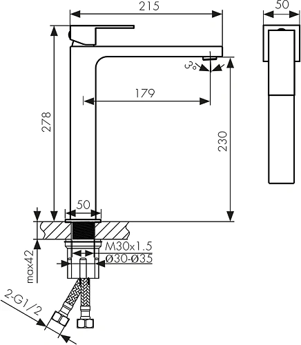 Смеситель для раковины Kaiser Cube белый матовый 01311-4 Смеситель для раковины Kaiser Cube белый матовый 01311-4