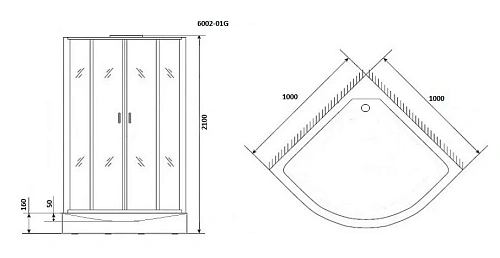 Душевая кабина Niagara Premium NG-6002-01G (1000х1000х2100) низкий поддон (16 см) стекло прозрачное 60020114G Душевая кабина Niagara Premium NG-6002-01G (1000х1000х2100) низкий поддон (16 см) стекло прозрачное 60020114G