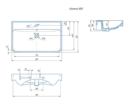 Раковина Kirovit Олимпия 80 см 196344 Раковина Kirovit Олимпия 80 см 196344