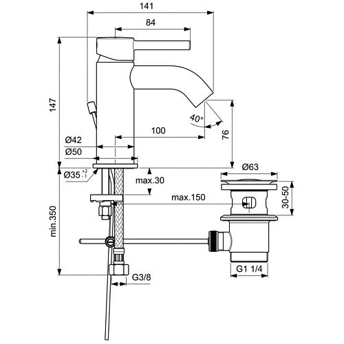 Смеситель для раковины Ideal Standard CERALINE BC192AA Смеситель для раковины Ideal Standard CERALINE BC192AA