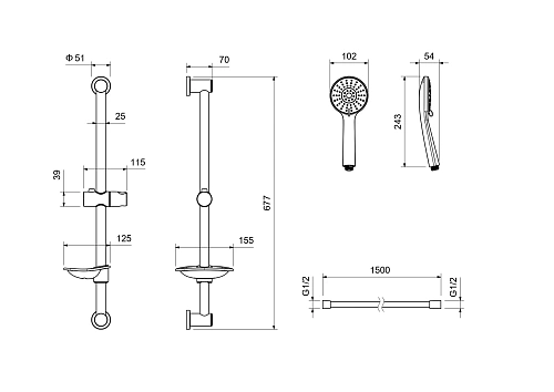 Душевой гарнитур Aquatek БЕТТА AQ2013CR Хром Душевой гарнитур Aquatek БЕТТА AQ2013CR Хром