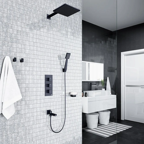 Душевая система Timo Tetra-thermo SX-0199/03SM встраиваемая с термостатом черный Душевая система Timo Tetra-thermo SX-0199/03SM встраиваемая с термостатом черный