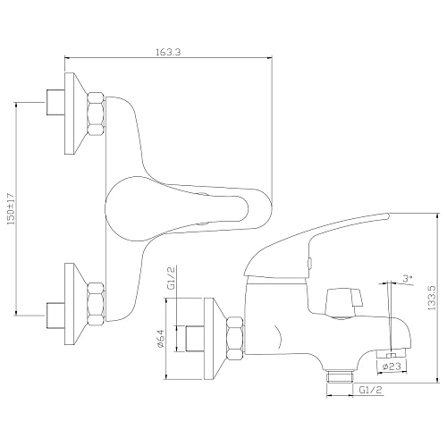 Смеситель для ванны Rossinka Y40-30 Смеситель для ванны Rossinka Y40-30
