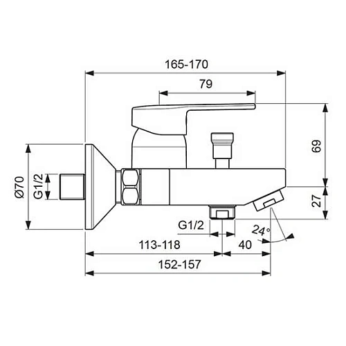 Смеситель для ванны Vidima Logik BA279AA с душевым гарнитуром, хром Смеситель для ванны Vidima Logik BA279AA с душевым гарнитуром, хром