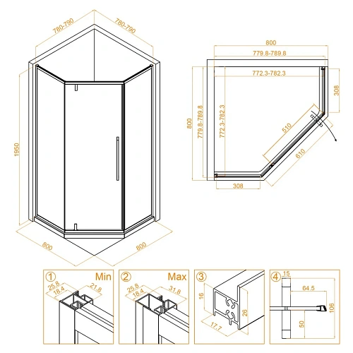 Душевой уголок RGW SV-81 800x800 мм 32328188-11 хром Easy Clean Душевой уголок RGW SV-81 800x800 мм 32328188-11 хром Easy Clean