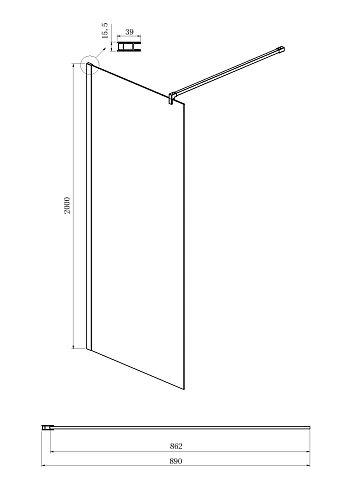 Душевая перегородка Ambassador Walk-in 15033223 (900x2000) Душевая перегородка Ambassador Walk-in 15033223 (900x2000)