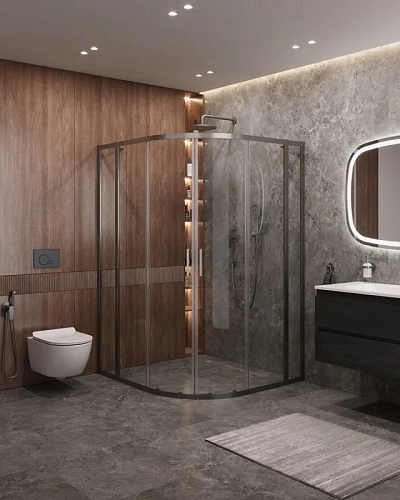 Душевой уголок CEZARES MOLVENO-RH-22-120/110-C-GM-IV цвет профиля оружейная сталь стекло прозрачное 1200x1100 мм Душевой уголок CEZARES MOLVENO-RH-22-120/110-C-GM-IV цвет профиля оружейная сталь стекло прозрачное 1200x1100 мм