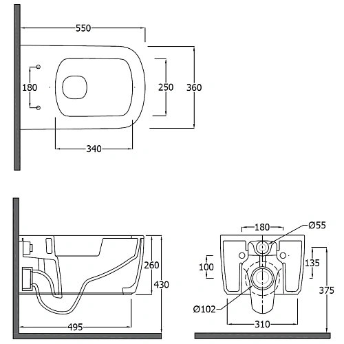 Унитаз подвесной Kludi RESA S 27WCSETO2 керамический с сиденьем Унитаз подвесной Kludi RESA S 27WCSETO2 керамический с сиденьем