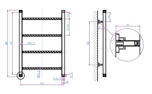 Полотенцесушитель водяной Boheme Provanse 703 Полотенцесушитель водяной Boheme Provanse 703