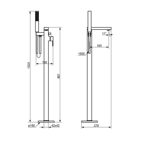Смеситель для ванны Damixa Gala 535000300 отдельностоящий, черный матовый Смеситель для ванны Damixa Gala 535000300 отдельностоящий, черный матовый