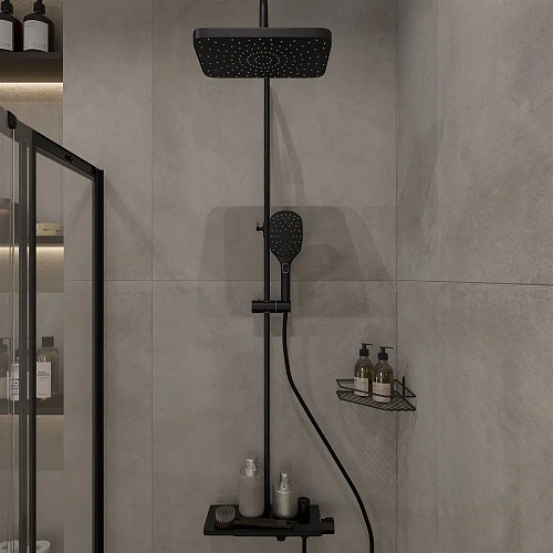 Душевой уголок DIWO Псков 100x100 профиль черный матовый 570902 Душевой уголок DIWO Псков 100x100 профиль черный матовый 570902