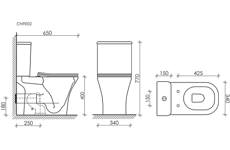 Чаша напольного унитаза Ceramica Nova ALFA Rimless CN9002-B белый с сиденьем Чаша напольного унитаза Ceramica Nova ALFA Rimless CN9002-B белый с сиденьем