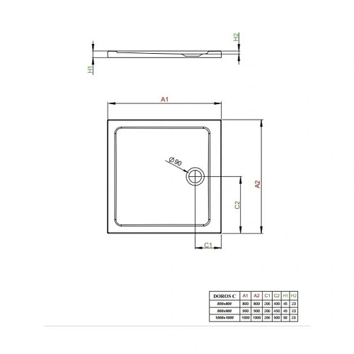 Душевой поддон Radaway Doros Plus C800 SDRPC8080-01 80x80 Душевой поддон Radaway Doros Plus C800 SDRPC8080-01 80x80