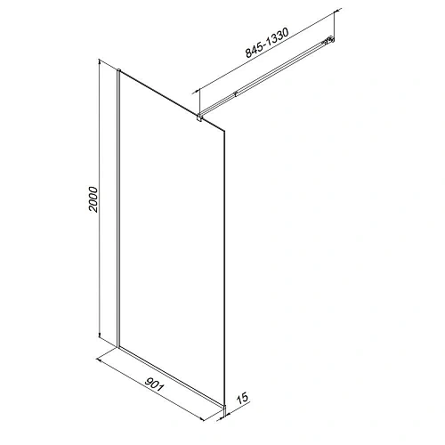 Душевая перегородка AM.PM Func W84WI-90-F1-BTE 90x200, стекло прозрачное 8 мм с покрытием, профиль черный Душевая перегородка AM.PM Func W84WI-90-F1-BTE 90x200, стекло прозрачное 8 мм с покрытием, профиль черный