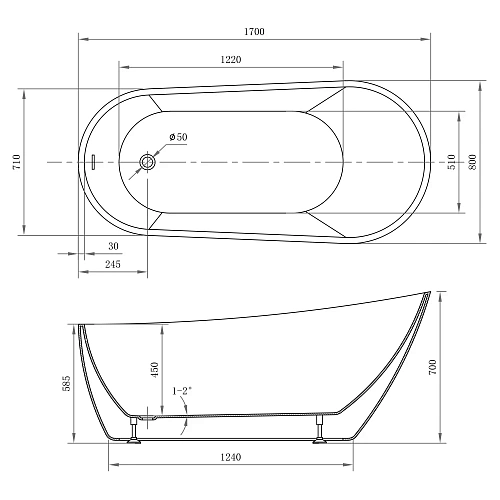 Акриловая ванна ABBER AB9501 белая Акриловая ванна ABBER AB9501 белая