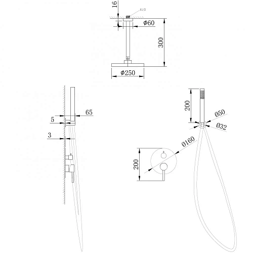 Душевая система ABBER Emotion AF8821B скрытого монтажа без излива, черная матовая Душевая система ABBER Emotion AF8821B скрытого монтажа без излива, черная матовая