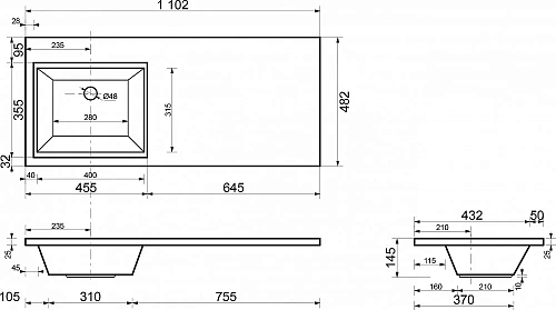 Раковина Style Line Даллас/Эстетика 1100x480, левый СС-00000442 Раковина Style Line Даллас/Эстетика 1100x480, левый СС-00000442