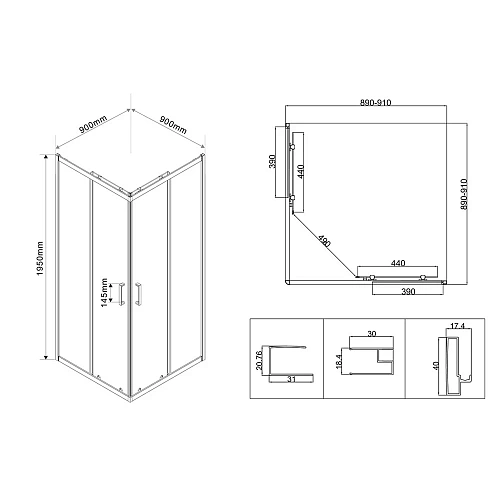 Душевой уголок Vincea City VSS-5CT900CL, 900x900, хром, стекло прозрачное Душевой уголок Vincea City VSS-5CT900CL, 900x900, хром, стекло прозрачное