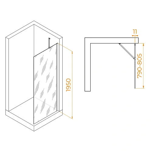 Душевая перегородка RGW Walk In WA-102B 800 мм 351010208-34 черный, Easy Clean Душевая перегородка RGW Walk In WA-102B 800 мм 351010208-34 черный, Easy Clean
