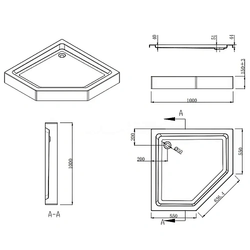 Душевой уголок Esbano (ESUGR8170) ESR-8170 100х100х200 Душевой уголок Esbano (ESUGR8170) ESR-8170 100х100х200