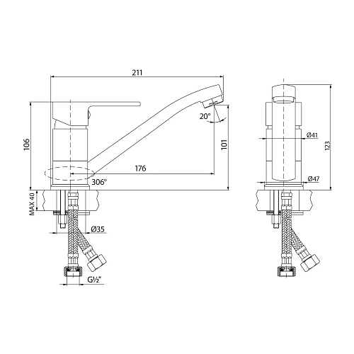 Смеситель для кухни Lemark Plus Grace LM1504С, хром Смеситель для кухни Lemark Plus Grace LM1504С, хром