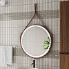 Картинка анонса товара «зеркало art&amp;max milan d650 am-mil-650-ds-f-brown с подсветкой на ремне из коричневой кожи»