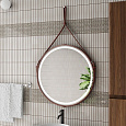 Зеркало ART&MAX Milan D650 AM-Mil-650-DS-F-Brown с подсветкой на ремне из коричневой кожи Зеркало ART&MAX Milan D650 AM-Mil-650-DS-F-Brown с подсветкой на ремне из коричневой кожи