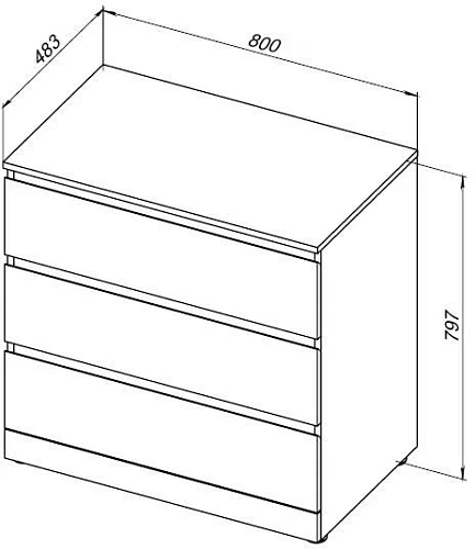 Комод Aquanet Сканди 800x480 Дуб эдгрейн (3 ящика) 00302543 Комод Aquanet Сканди 800x480 Дуб эдгрейн (3 ящика) 00302543