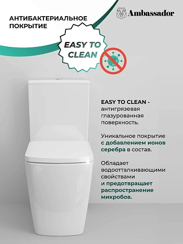 Унитаз напольный Ambassador Kingston 147K19002RS (620x360x810) безободковый, с тонкой крышкой Унитаз напольный Ambassador Kingston 147K19002RS (620x360x810) безободковый, с тонкой крышкой