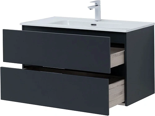 Тумба под раковину Aquanet Алвита New 90 2 ящика, антрацит 00303919 Тумба под раковину Aquanet Алвита New 90 2 ящика, антрацит 00303919