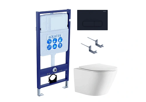 Комплект унитаза SET Aquatek ЛИБЕРТИ-017 4в1 с инсталляцией, креплением, клавишей смыва и сиденьем микролифт Комплект унитаза SET Aquatek ЛИБЕРТИ-017 4в1 с инсталляцией, креплением, клавишей смыва и сиденьем микролифт
