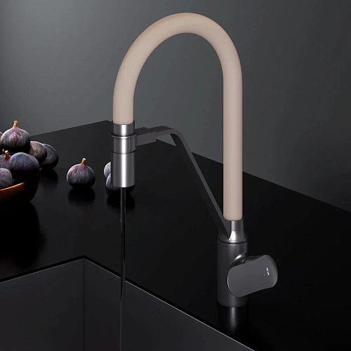 Смеситель для кухни AM.PM Like F8007826 с каналом для питьевой воды и гибким изливом, черный/бежевый Смеситель для кухни AM.PM Like F8007826 с каналом для питьевой воды и гибким изливом, черный/бежевый