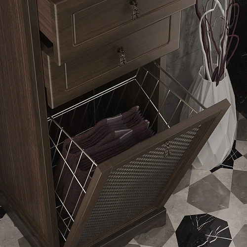 Шкаф-пенал Opadiris Тибет Z0000003585 с бельевой корзиной левый орех антикварный Шкаф-пенал Opadiris Тибет Z0000003585 с бельевой корзиной левый орех антикварный