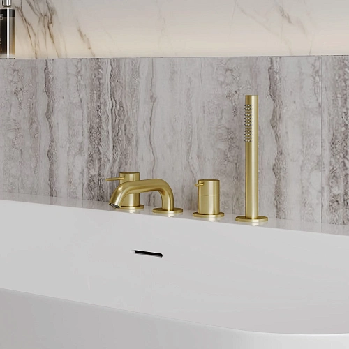 Смеситель на борт ванны AQUAme Siena AQM6219BG золото шлифованное Смеситель на борт ванны AQUAme Siena AQM6219BG золото шлифованное