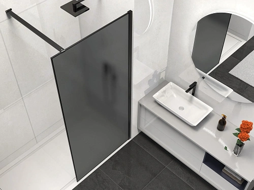 Душевая перегородка Vincea Walk-In VSW-1HS100GFB 1000x2000 черный матовый, стекло матовое тонированное Душевая перегородка Vincea Walk-In VSW-1HS100GFB 1000x2000 черный матовый, стекло матовое тонированное