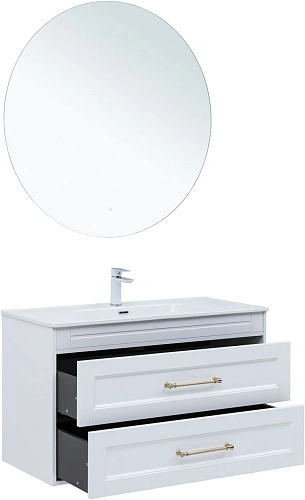 Тумба под раковину Aquanet Бостон new 100 00347183 белый сатин ручки золото Тумба под раковину Aquanet Бостон new 100 00347183 белый сатин ручки золото