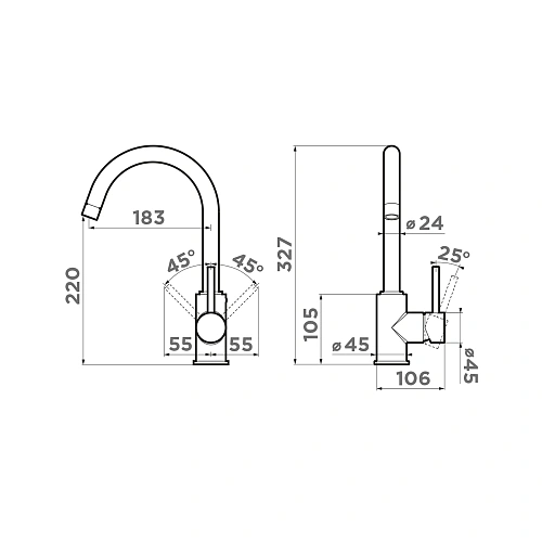 Смеситель для кухни Omoikiri Shinagawa-PA 4994157 Смеситель для кухни Omoikiri Shinagawa-PA 4994157
