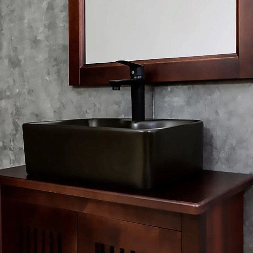 Раковина Orange B01-475mb накладная, матовый черный Раковина Orange B01-475mb накладная, матовый черный