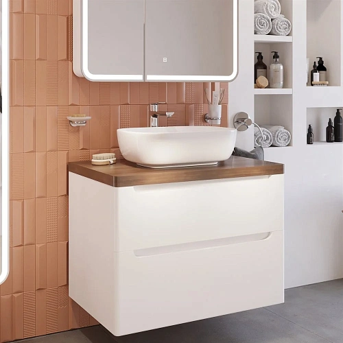 Тумба с раковиной STWORKI Берген 80 белая с темной столешницей, Moduo 50 Square 549471 Тумба с раковиной STWORKI Берген 80 белая с темной столешницей, Moduo 50 Square 549471