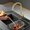 Смеситель для кухни AQUAme Cucina AQM9901BG с выдвижным изливом, золото шлифованное Смеситель для кухни AQUAme Cucina AQM9901BG с выдвижным изливом, золото шлифованное