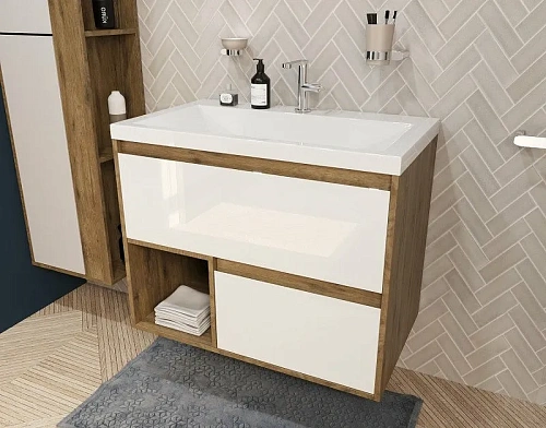 Тумба с раковиной Эстет Monaco Wood ФР-00010675 800х480 подвесная 2 ящика Тумба с раковиной Эстет Monaco Wood ФР-00010675 800х480 подвесная 2 ящика