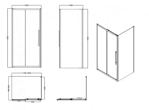 Душевой уголок Esbano FLEX (ESOGF129PSB) ESF-129PS-B 120x90x195 Душевой уголок Esbano FLEX (ESOGF129PSB) ESF-129PS-B 120x90x195