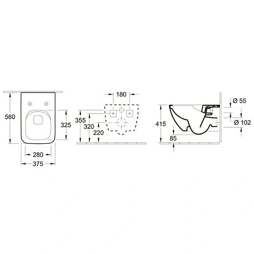Унитаз подвесной Villeroy & Boch Venticello 4611RS01 (4611 RS 01) безободковый Combipack Унитаз подвесной Villeroy & Boch Venticello 4611RS01 (4611 RS 01) безободковый Combipack