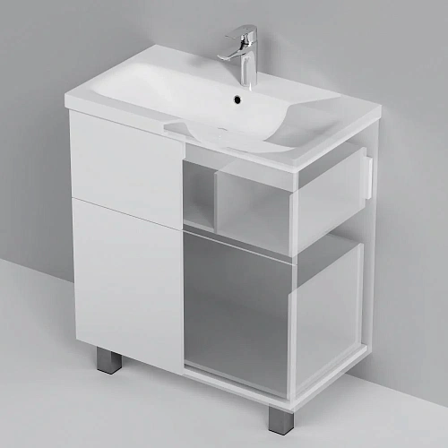 Тумба под раковину AM.PM Gem M90FSX07522WG32 напольная, 75 см push-to-open, белый Тумба под раковину AM.PM Gem M90FSX07522WG32 напольная, 75 см push-to-open, белый