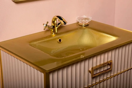 Раковина Boheme стекло 80см моноблок ЗОЛОТО 852-080-G Раковина Boheme стекло 80см моноблок ЗОЛОТО 852-080-G