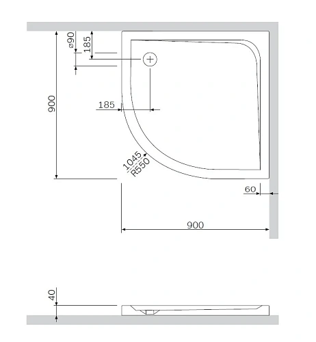 Душевой поддон AM.PM Spirit W7AT-GSR0-090W 90х90 см Душевой поддон AM.PM Spirit W7AT-GSR0-090W 90х90 см