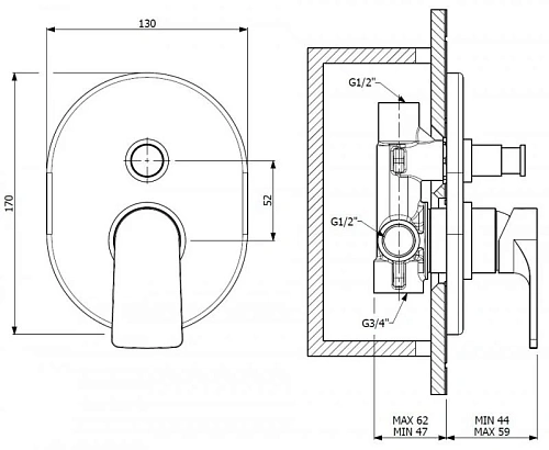 Смеситель для душа CEZARES LAGOS-VDIM-NOP Смеситель для душа CEZARES LAGOS-VDIM-NOP
