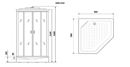 Душевая кабина Niagara Premium NG-6001-01D (900х900х2200) низкий поддон (16 см) стекло прозрачное 60010114D Душевая кабина Niagara Premium NG-6001-01D (900х900х2200) низкий поддон (16 см) стекло прозрачное 60010114D