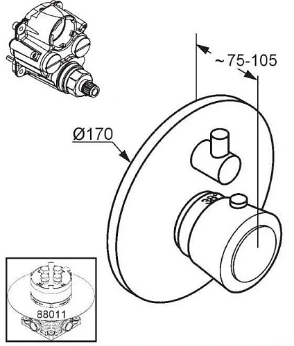 Смеситель для ванны Kludi New Waves 578300530 с термостатом Смеситель для ванны Kludi New Waves 578300530 с термостатом